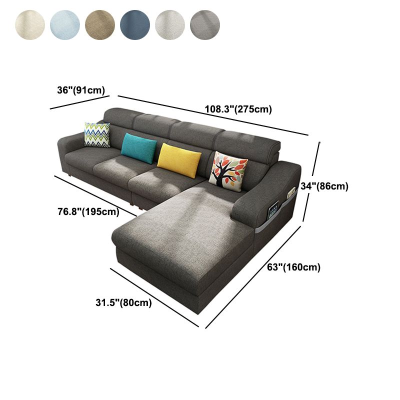 Sloped Arms Sofa Modular L-Shape Furniture Sectionals with Storage