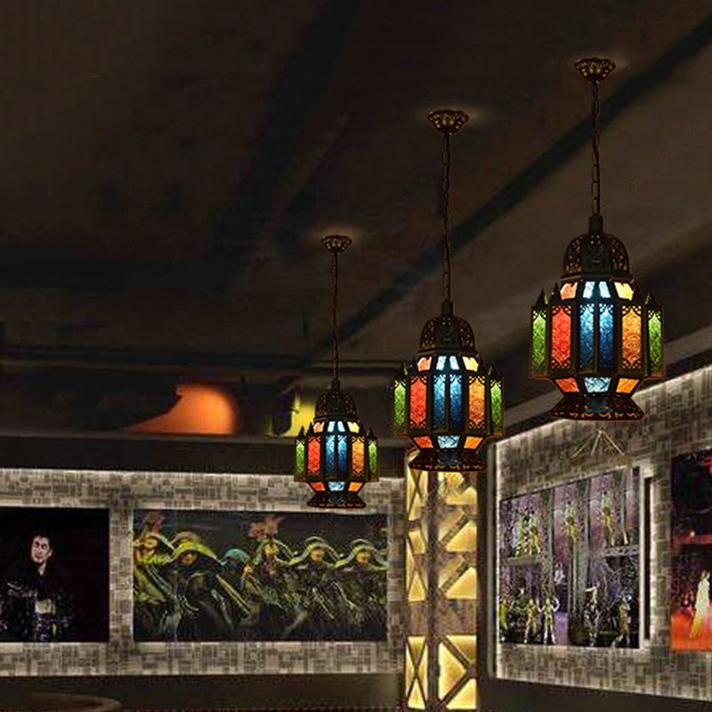 Black Jar Pendant Lamp Decorative Metal 1 Head Hanging Ceiling Light with Adjustable Chain