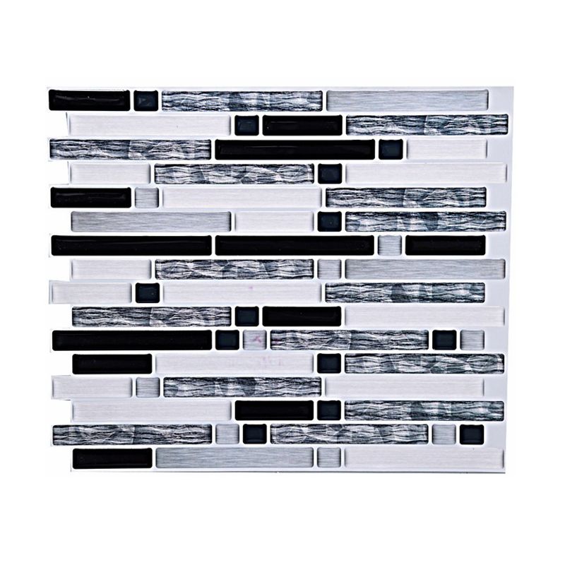 Rural Mosaic Marble Brick Wallpaper Panel for Kitchen 11' L x 9.4" W Adhesive Wall Art in Grey