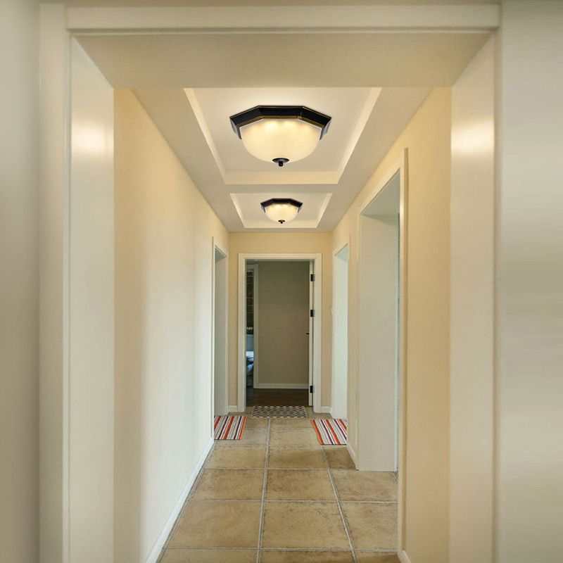 12.5" Wide Bowl Flush Mount Classic Glass Flush Ceiling Light for Entry