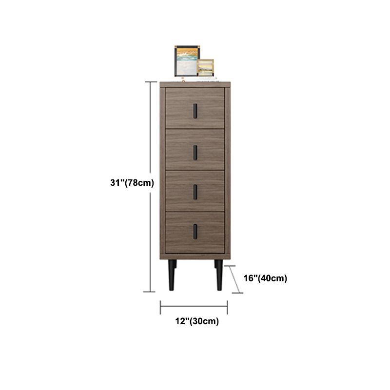 Contemporary Vertical Chest Bedroom Storage Chest in Brown with Drawers