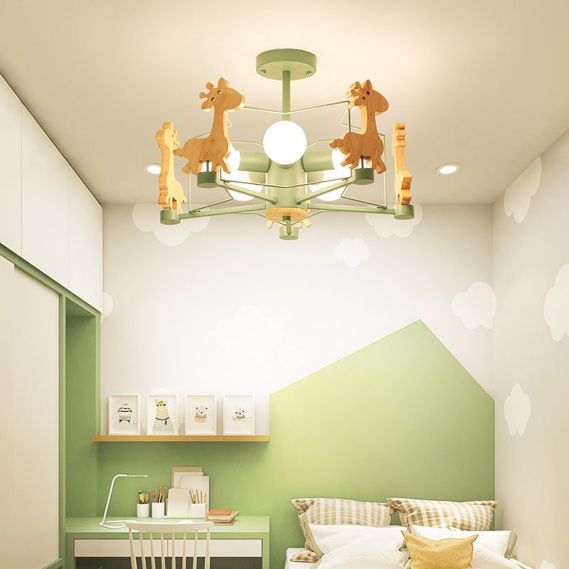 5-Light Spherical Branch Hanging Pendant Modern Macaron Style Metal Hanging Lighting