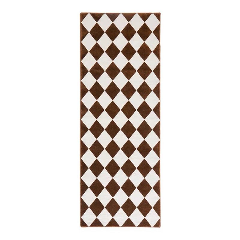 Colorful Lattice Rug Polyester Anti-Slip Backing Washable Rug for Home Decor
