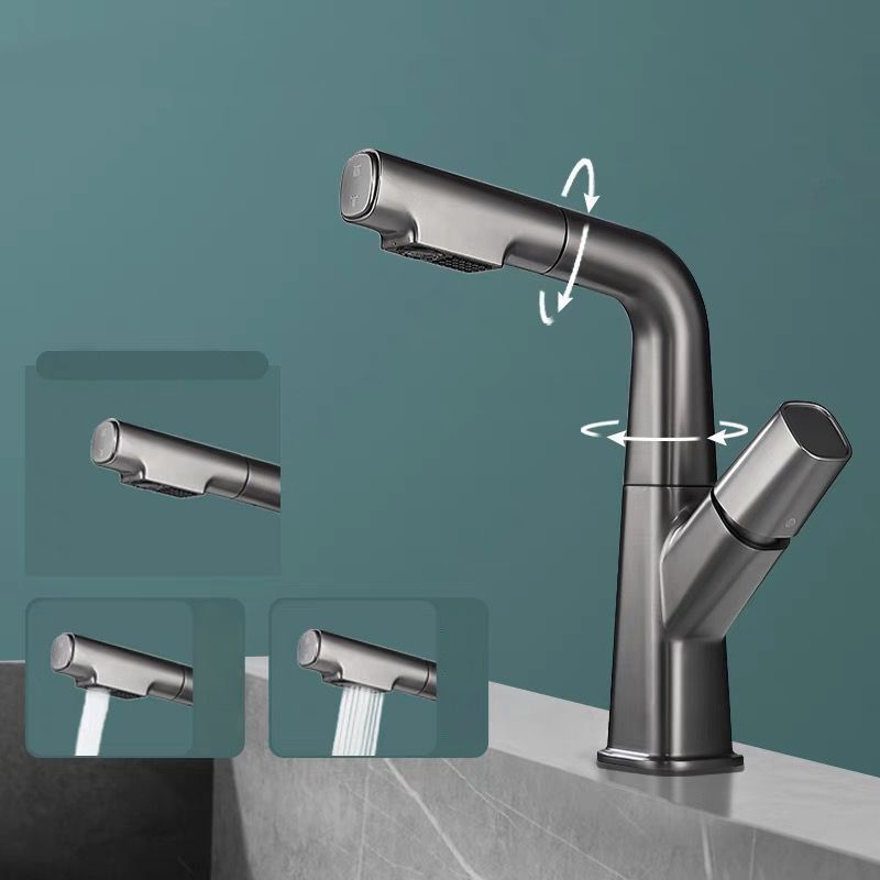 Modern Vessel Faucet Brass Lever Handles Swivel Spout Bathroom Sink Faucet