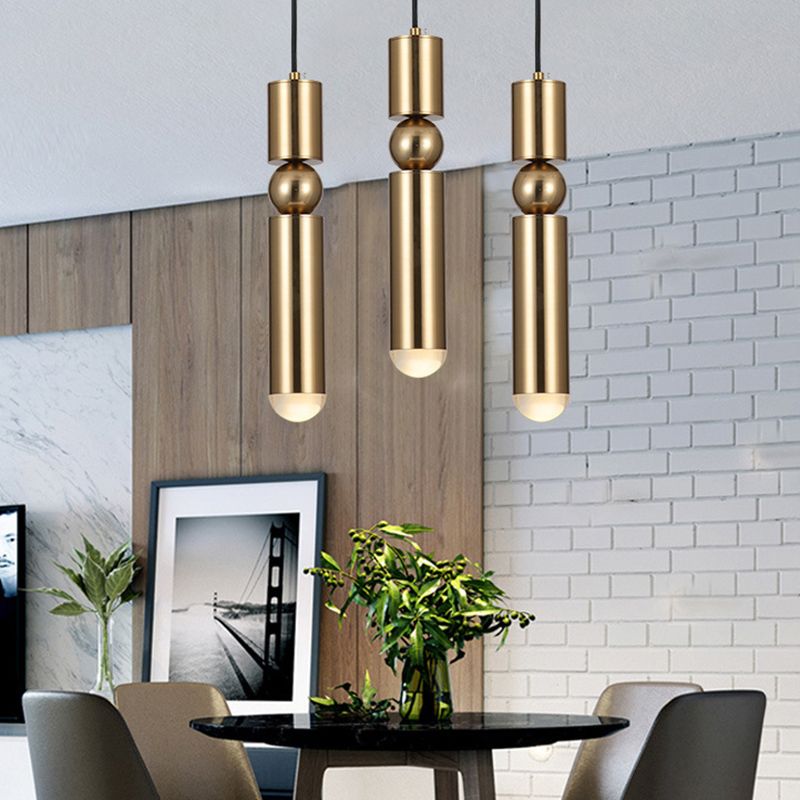 Cylindrical Metal Hanging Pendant Light Modern Style Ceiling Downlight Pendant Light for Dinning Room