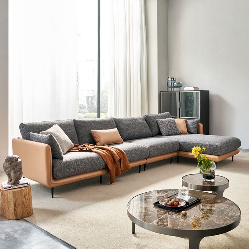 Contemporary Tuxedo Arm Sofa with Pillows 35.43" for Living Room