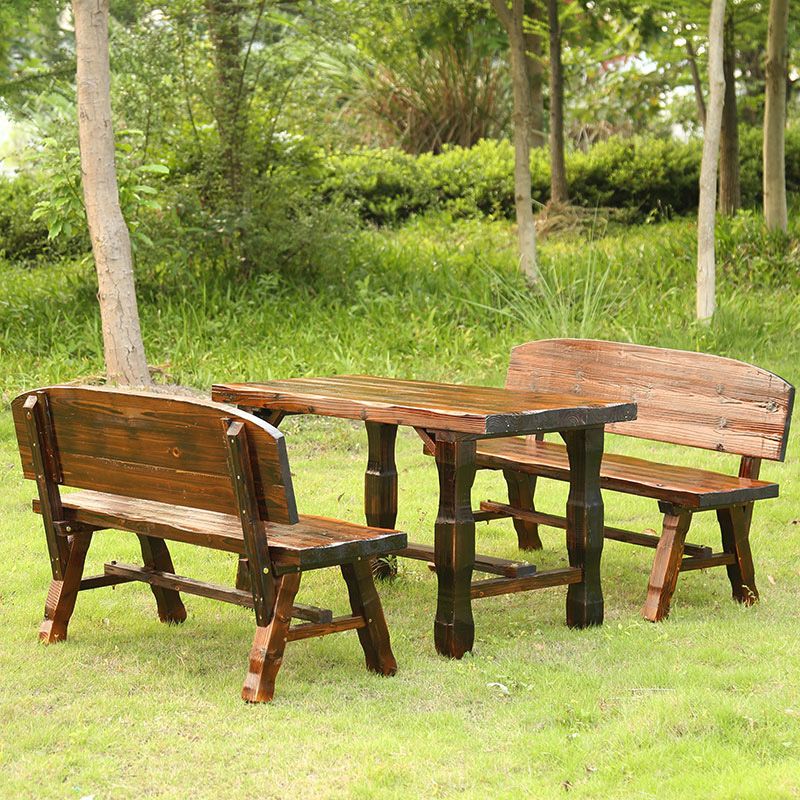 Rustic Rectangle Balcony Table Solid Wood Accent Table for Patio