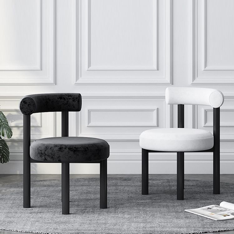 Silla lateral de terciopelo estilo diseñador, respaldo abierto, acabado mate, silla de comedor