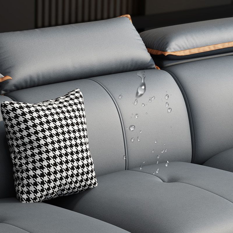 Grey Pillowed Back Cushions Furniture Sectionals with Pillows