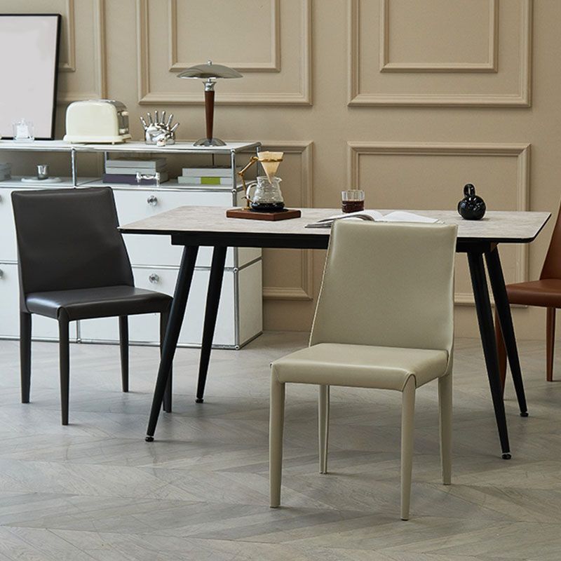 Designer Style Armless Chair Solid Back Side Leather Indoor Chair for Restaurant