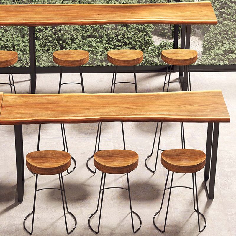 Industrial Rectangle Bar Height Table Solid Wood Top Bar Table for Dining Room