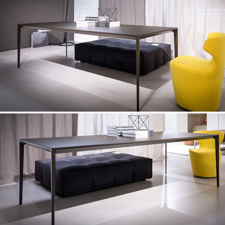 Mesa de comedor contemporánea rectángulo Mesa de piedra sinterizada con 4 piernas negras