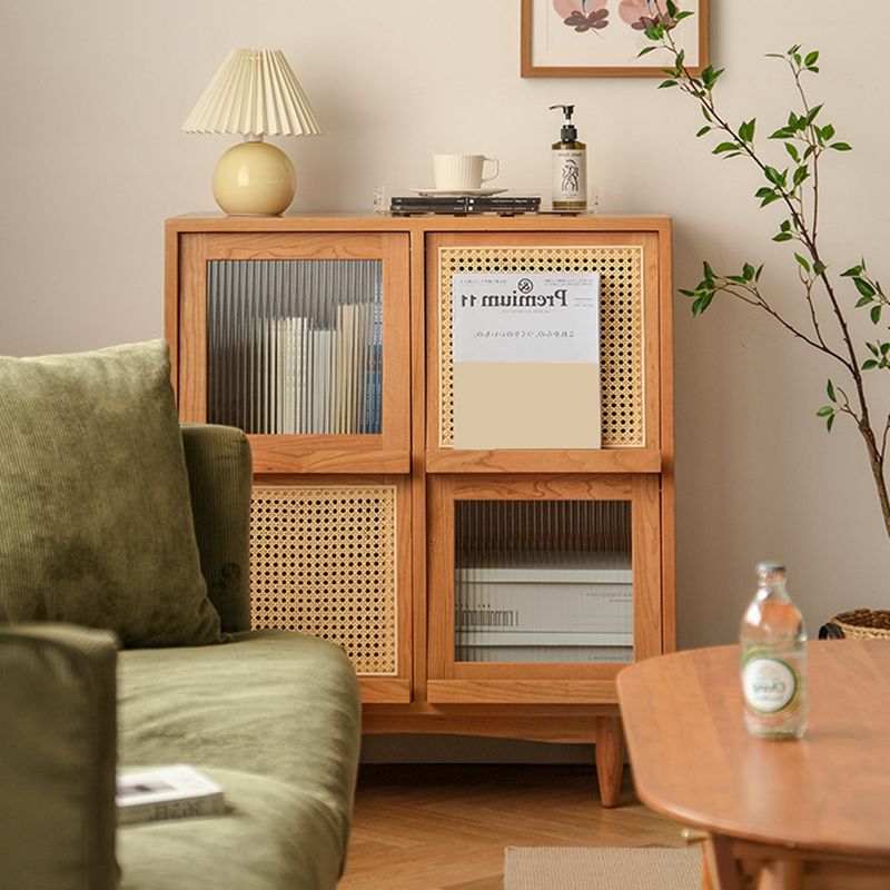 Modern & Contemporary Cabinet Square Glass Paned Bar Pulls Straight Legs Accent Cabinet