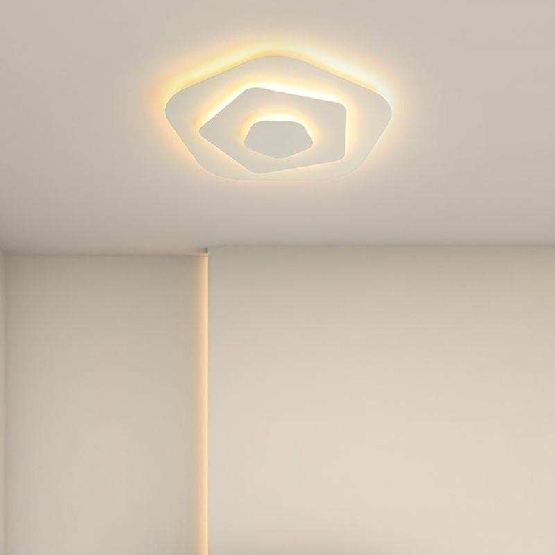 Lacquered Iron LED Ceiling Light in Modern Minimalist Style Acrylic Geometric Flush Mount in White