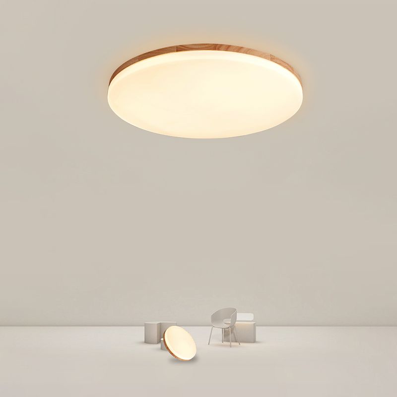 Wooden Modern Flush Mounted Ceiling Lights LED Ceiling Mount Lighting for Living Room