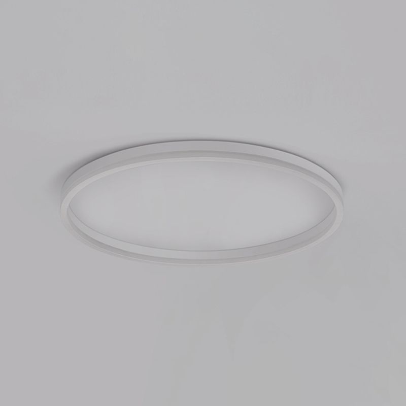 Metal Round Shape Flush Mount Light Modern 1 Light Flush Mount Lighting Fixtures in White