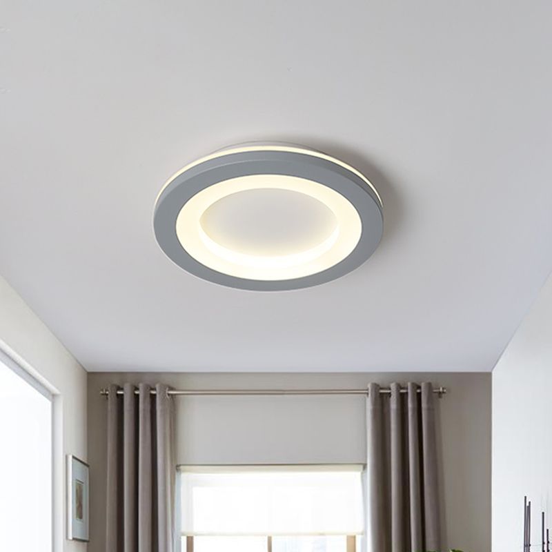 Nordic Integrated LED Flush Light Grey Flower/Square/Pentagon Small Ceiling Mount Light with Acrylic Shade in Warm/White Light