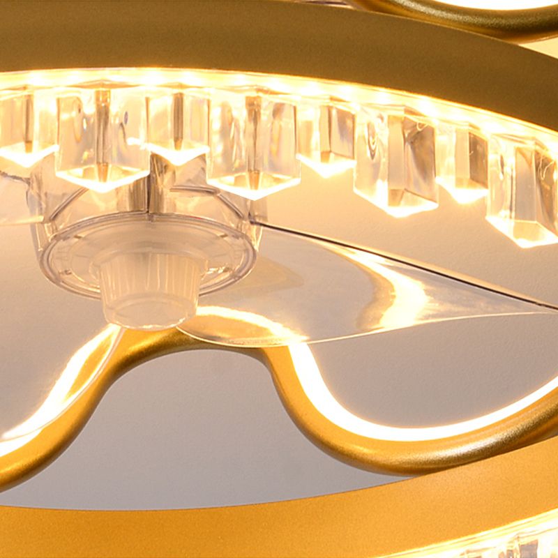 Kronenförmige Schlafzimmer Deckenventilator Lampe Acryl Moderne LED Semi Flush Light