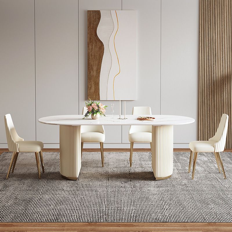 Oval Sintered Stone Dining Table Traditional Luxury Dining Table