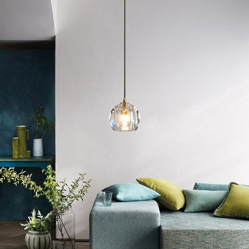 Single Pendant Lighting Globe Modern Design Ceiling Light with Crystal Accents