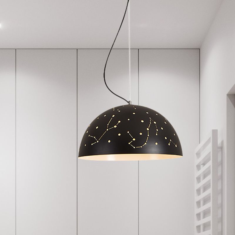 Semisphere metalen hangend plafondlicht minimalistisch 1 lichtblauw/groen/gele hanglamp