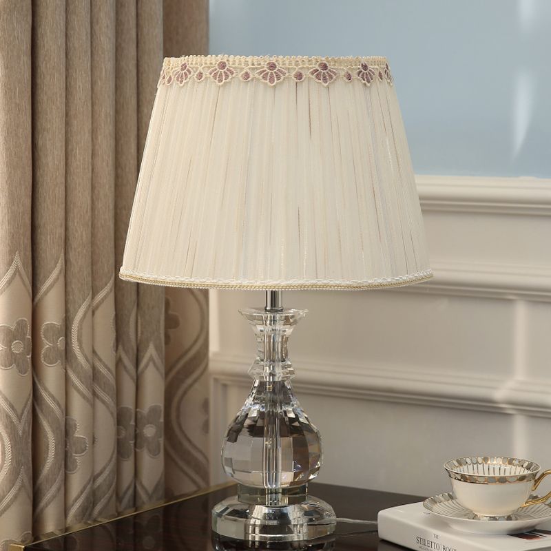 1 tête de tâche courbée légère modernisme lampe à lecture en cristal coupé à la main en beige pour chambre à coucher