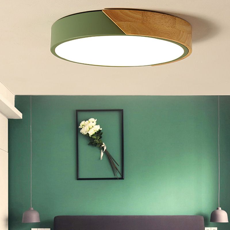 Plafonnier LED de forme ronde macaron moderne, plafonnier en fer pour chambre à coucher