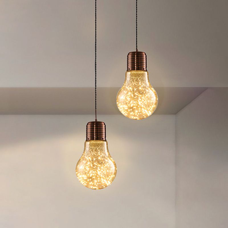 Light String Light Nordic Metal LED Accensione a pendente con tonalità in lampadina di vetro per barra