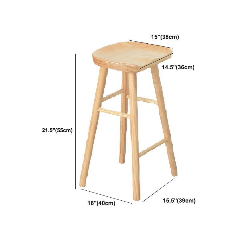 Modern Armless Backless Counter Stool Pine Wood Bar Stool with Pedal