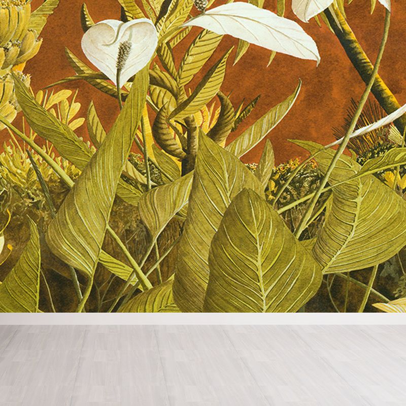 Soft Color Leaves Mural Decal Botanical Tropical Washable Wall Covering for Kitchen