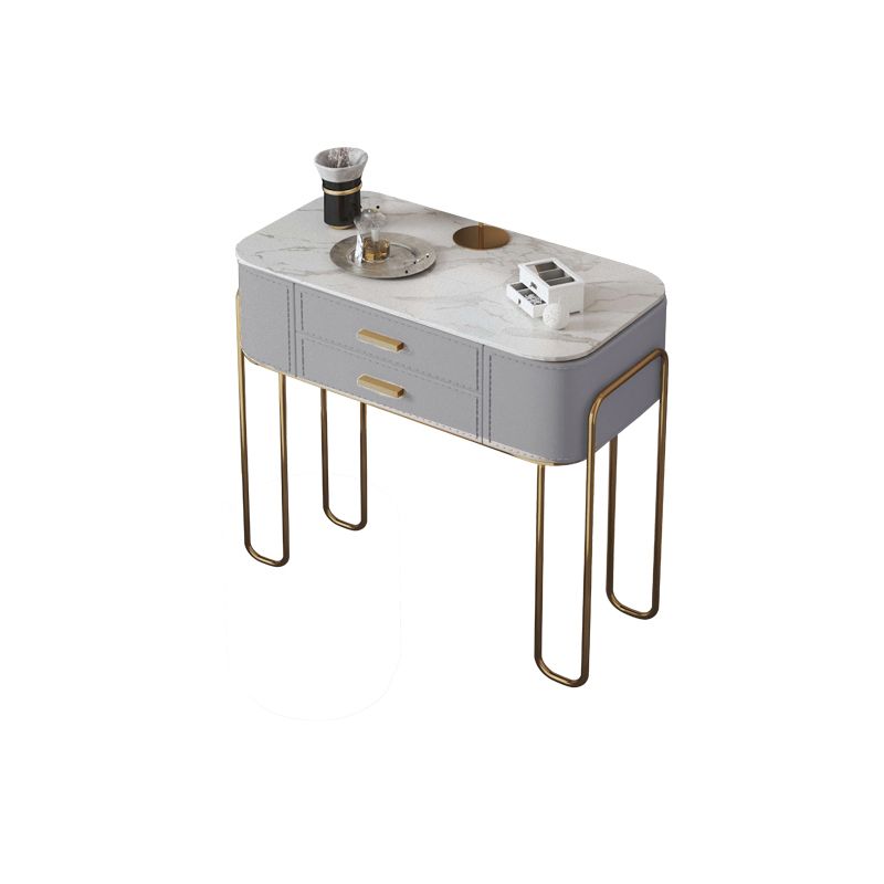 Mirror & 2 Drawers Light Grey Makeup Vanity Dressing Table Stool Set