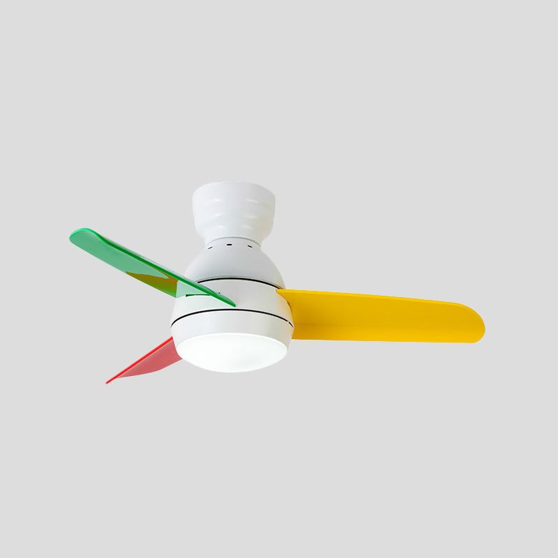 33,5 "W zeitgenössischer Kreis Hanges Lüfter Leichter Acrylwand/Fernbedienungskontrolle LED Semi Flushmount in Schwarz/Weiß/Rosa für Schlafzimmer, 3 Klingen