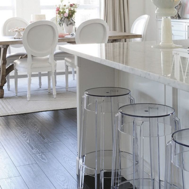 Taburete de barra de plástico transparente de estilo nórdico de 30 pulgadas para comedor para comedor