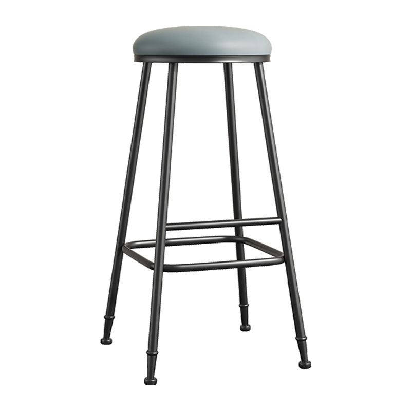 Scandinavian Backless Footrest Barstool Matte Finish Upholstered Home Stool