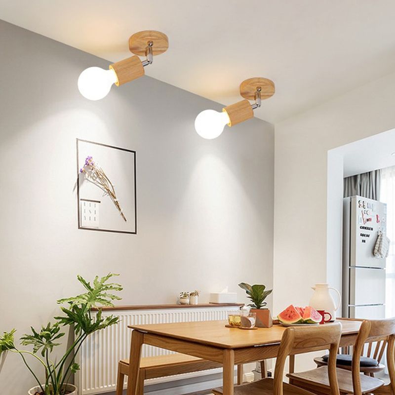 Geometrisch gevormde railverlichting Minimalistisch houten restaurant Semi-inbouwlichtarmatuur