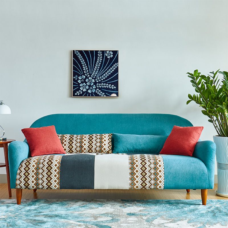 Contemporary Flared Arm Sofa Fabric Tight Back Seating for Apartment