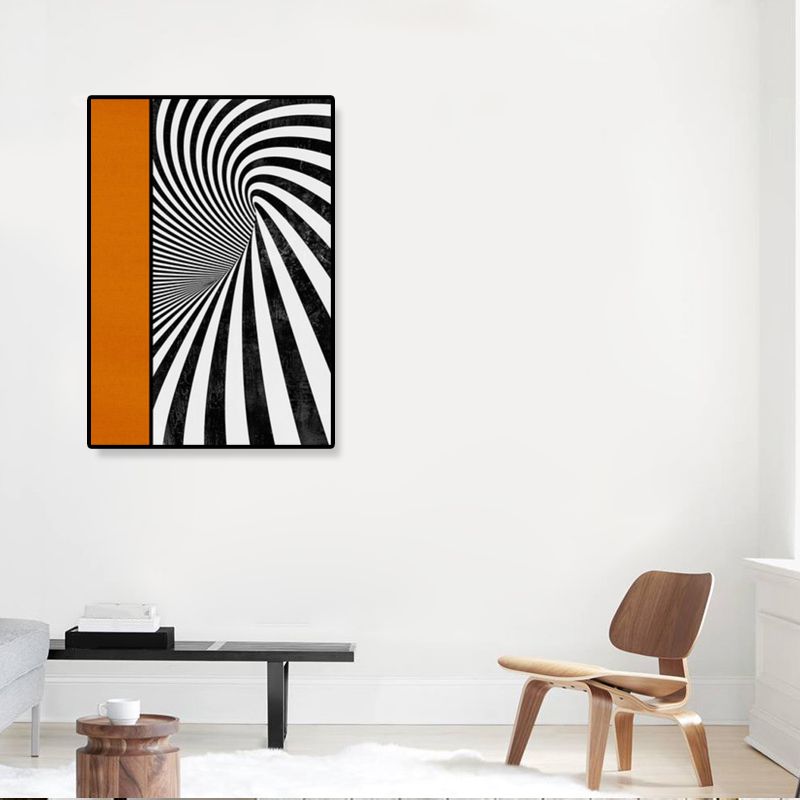 Contemporary Geometric Wall Art Canvas Textured Dark Color Wall Decor for Hallway