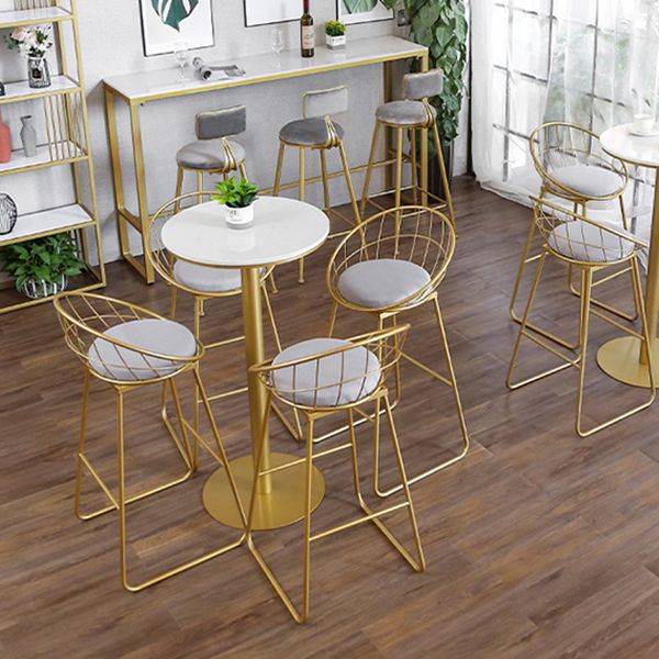 Nordic Backrest Armless Counter Stool Iron Kitchen Bar Stool with Gold Base