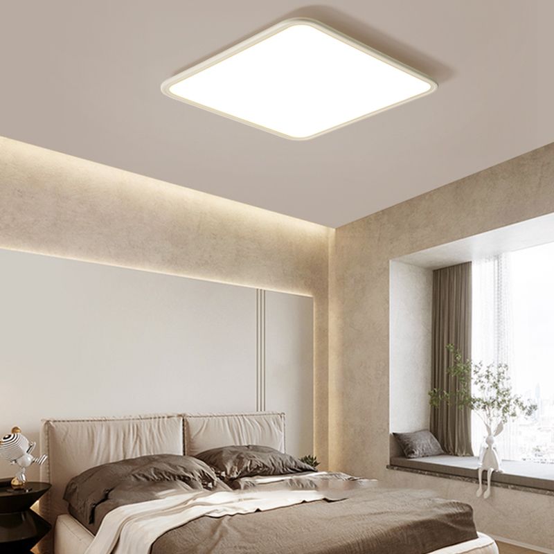 Modern Style Square Ceiling Fixture Metal 1 Light Ceiling Mounted Light in White