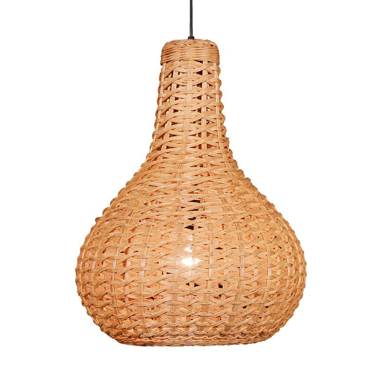 1 mit dem Kopf bearbeitete hängende helle leichte japanische rattan hängende Lichtleuchte in Beige