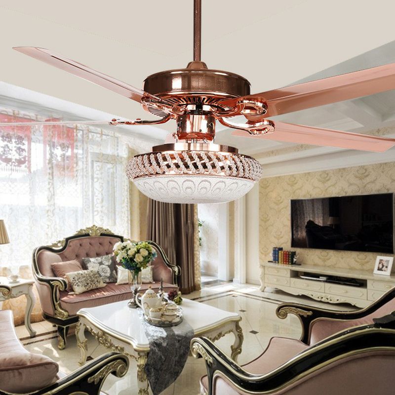 3 têtes suspendues à la lampe à fans vintage salon plafond semi-clush plafonnier avec bol