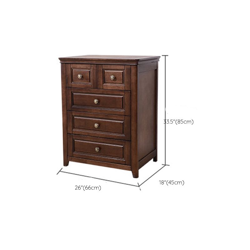 Mid-Century Modern Solid Wood Accent Chest with Drawers in Brown