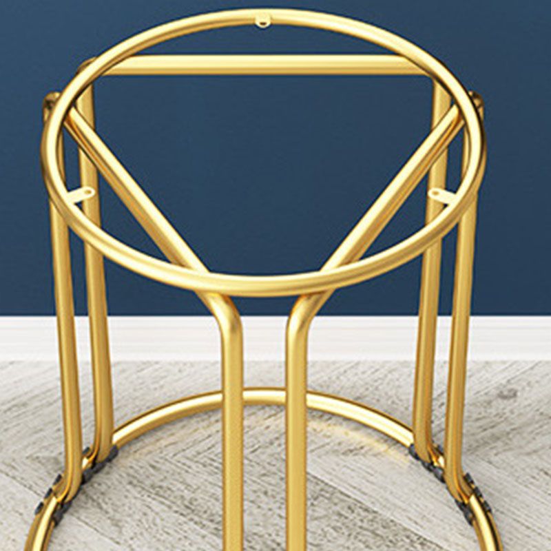 Round Leather Pouf Multi Color Metal Frame Stain Resistant Upholstered Pouf