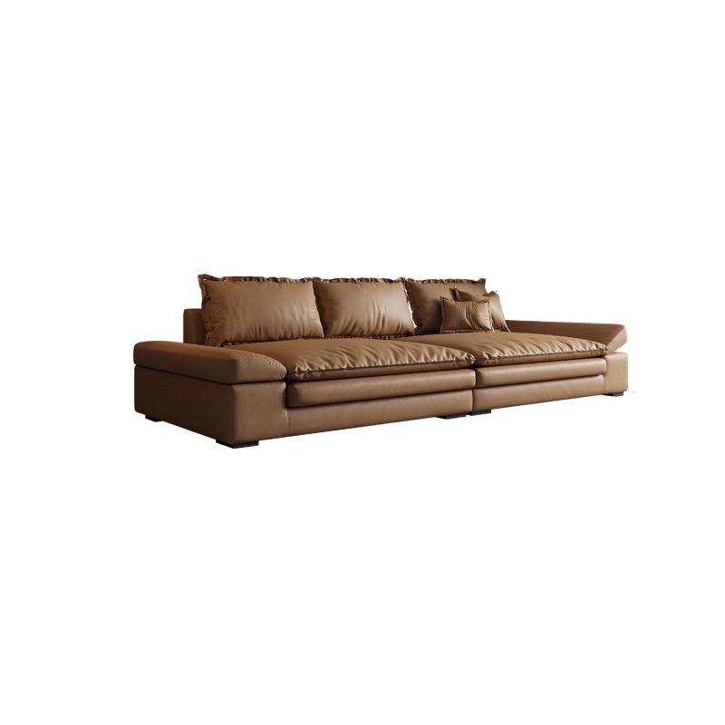 Contemporary Dark Brown Cushions Standard Square Arm Seating