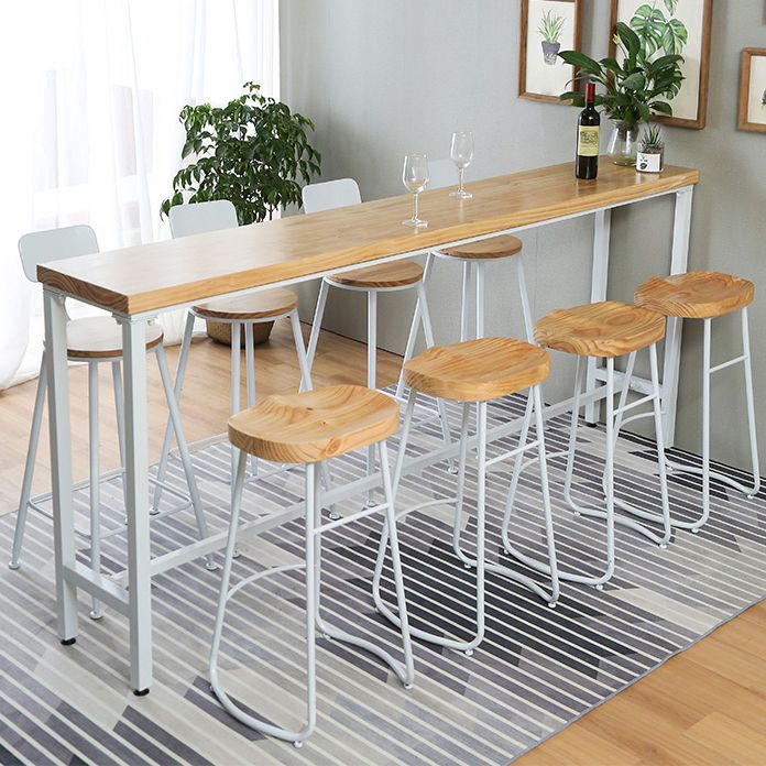 1/5/9 Pieces Industrial Rectangular Bar Table Set Wooden Counter Table with High Stools