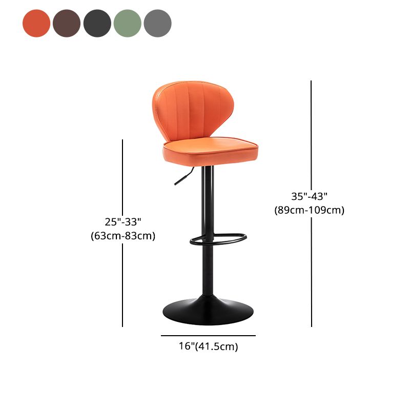 Taburete de bar de acero con respaldo moderno, taburete elevable con cojín de cuero