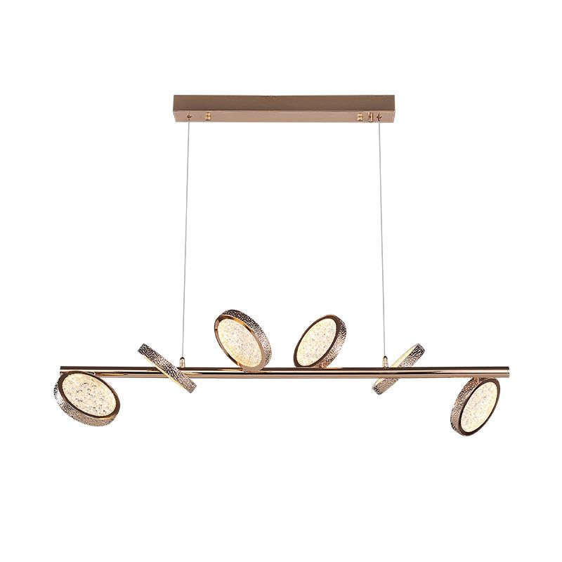 LED 5 / 6 - Light Kitchen Island Light in Gold Metal and Acrylic Ceiling Pendant