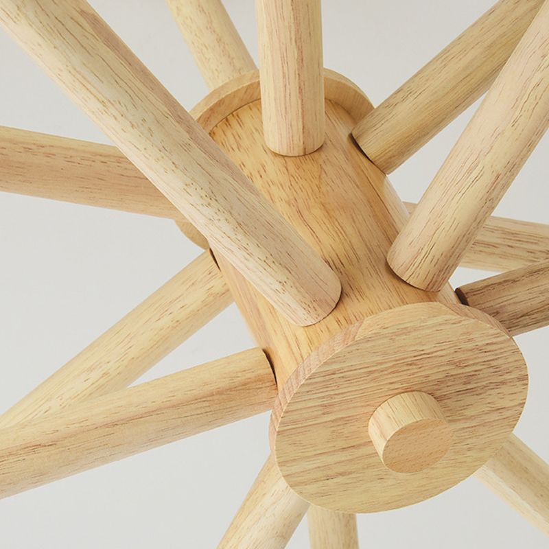 Wood Globe Chandelier Pendant Light Simple Style Hanging Light Fixture