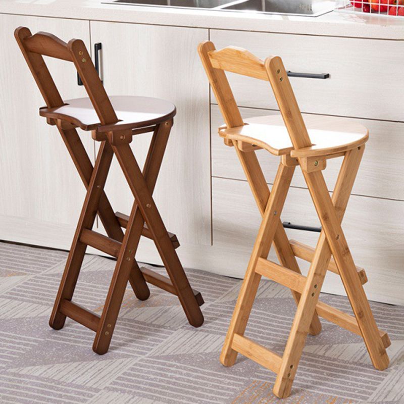 Contemporary Home Folding Stool Matte Finish Bamboo Barstool