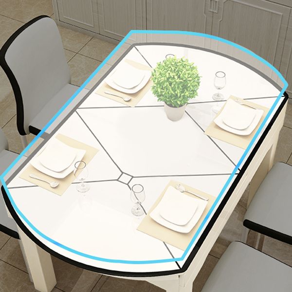 Modern Glass Desktop Stretchable Dining Table Oak Base for Dining Room